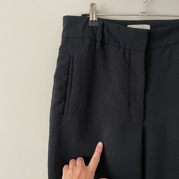 WILFRED Tie Front Straight Leg Pants Black Crepe Womens 12 - Picture 3 of 7